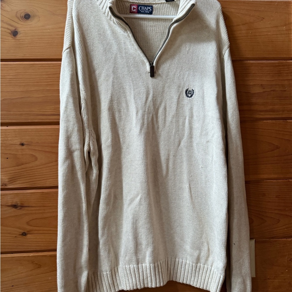 Chaps Beige Zip-Up Sweater for Men